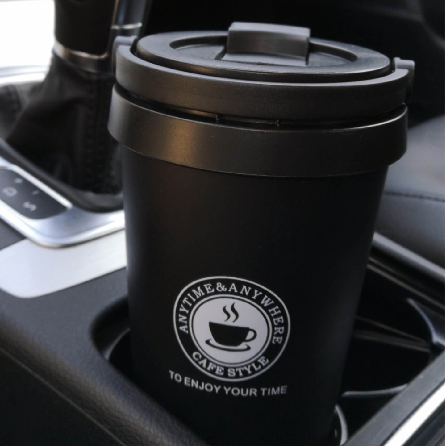 black thermal bottle for coffee
