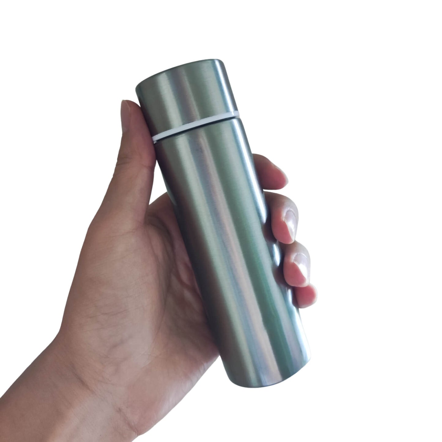 silver mini water bottle